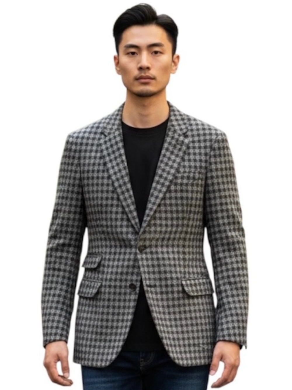 ASOS Harris Tweed Country Jacket Men’s 38 Long Grey Dogtooth Blazer Sport Coat